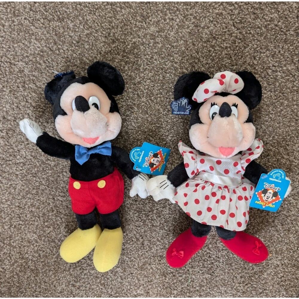 vtg Applause Disney Mickey & Minnie Mouse Pair Plush Doll Set 1980s